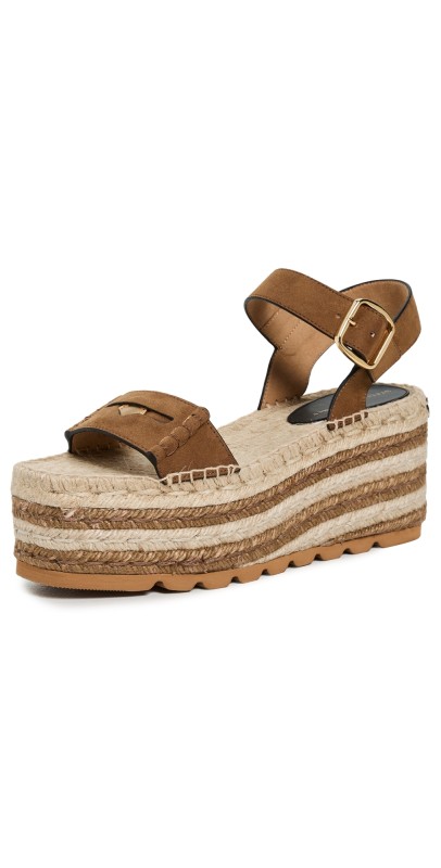 Stella McCartney Gaia Alter Suede Sandals Pecan