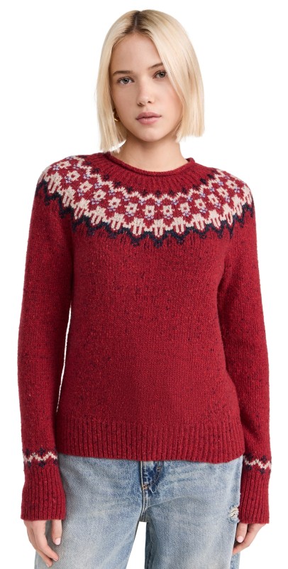 Alex Mill Meadow Fairisle Sweater In Merino Wool Red