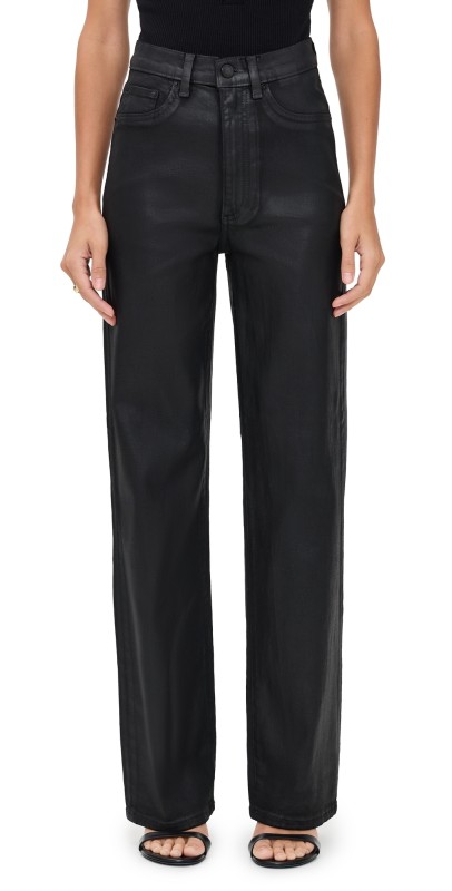 DL1961 Karmine Refined Wide Leg High Rise Coated Jeans Black Coated (Ultimate)