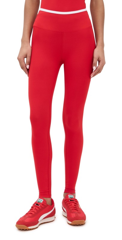 Year of Ours Stretch Leggings Cherry/White