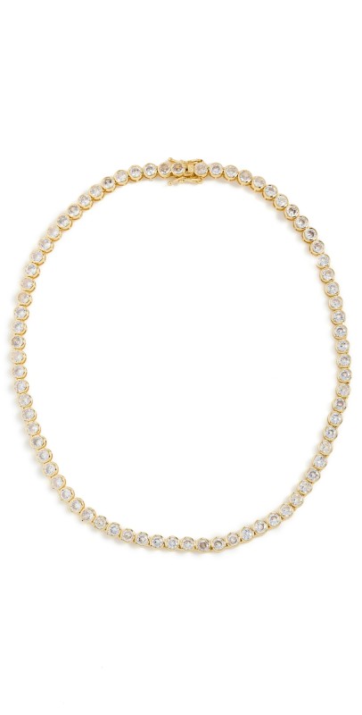 Alexa Leigh Crystal Bezel Tennis Necklace Yellow Gold