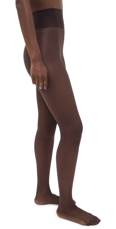 Wolford Individual 10 Back Seam Tights Dark Wood