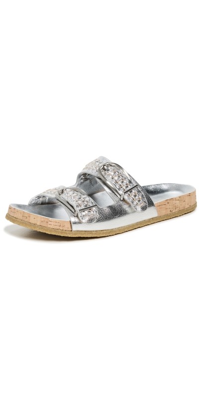 Veronica Beard Paige Slides Silver