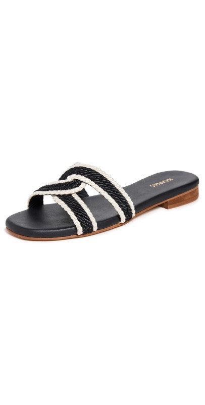 KAANAS Olas Corded Infinity Sandals Black/White