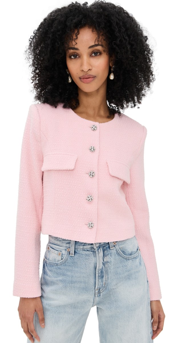 endless rose Tweed Buttoned Jacket Pink
