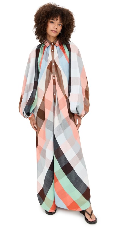 MARRAKSHI LIFE The Touareg Dress with Balloon Sleeve Plaid