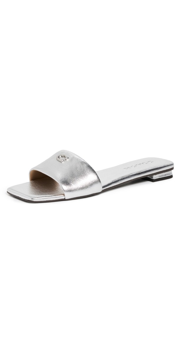 Coach Sculpted C Flat Sandals Silver