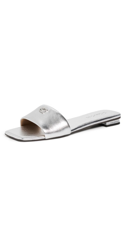 Coach Sculpted C Flat Sandals Silver