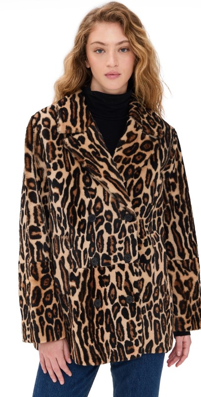 RE/DONE Leopard Shearling Peacoat Leopard Print