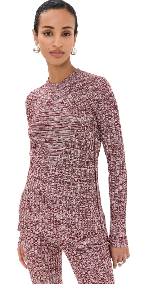 rabanne Pullover Cardigan Melange Burgundy/Ecru