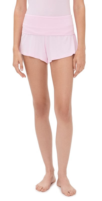 Lunya Soft Modal Rib Fold Over Shorts Melody Pink