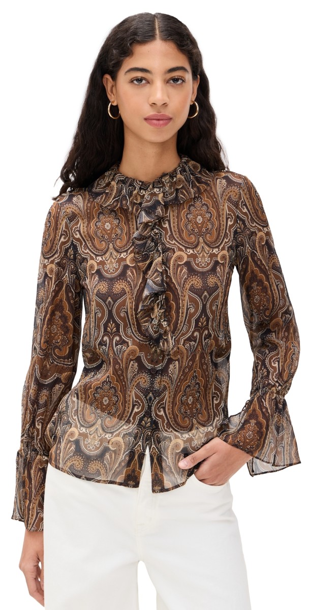 Nili Lotan Cecily Silk Shirt Medallion Paisley