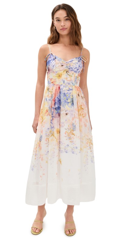 En Saison Taylorann Midi Dress Ivory Violet Orange