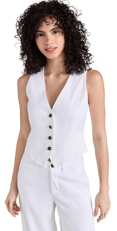 rag & bone Priya Linen Vest White