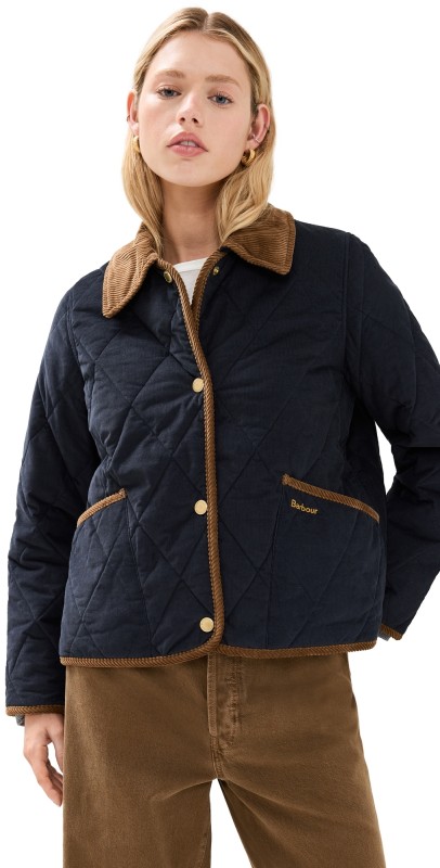 Barbour Emilia Quilt Jacket Dark Navy/Sky Dress Tartan