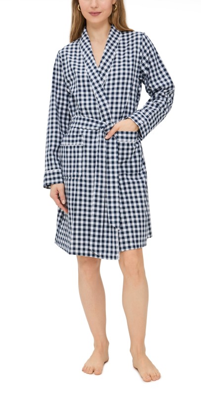 Petite Plume Gingham Robe Navy