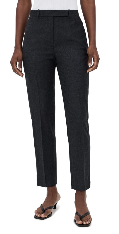 Theory Tapered High Waist Pants New Charcoal Melange