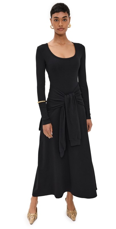Pixie Market Sleeve Tie Long Sleeve Dress Black