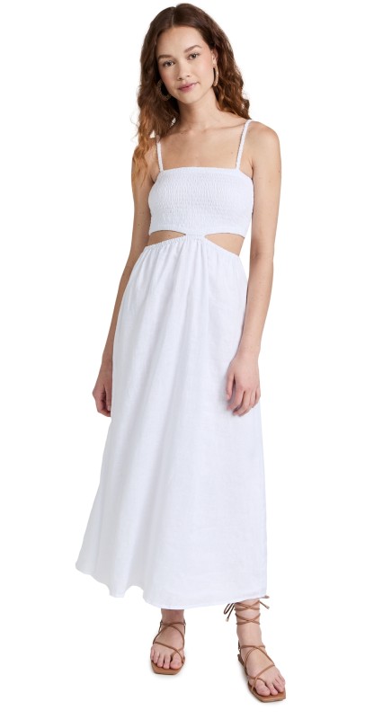 FAITHFULL Tayari Midi Dress Plain White