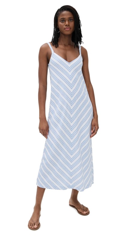 Splendid Gisele Midi Dress Steel Blue/White