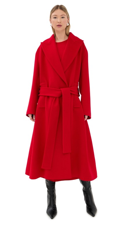 Another Tomorrow Cashmere Wrap Coat Scarlet