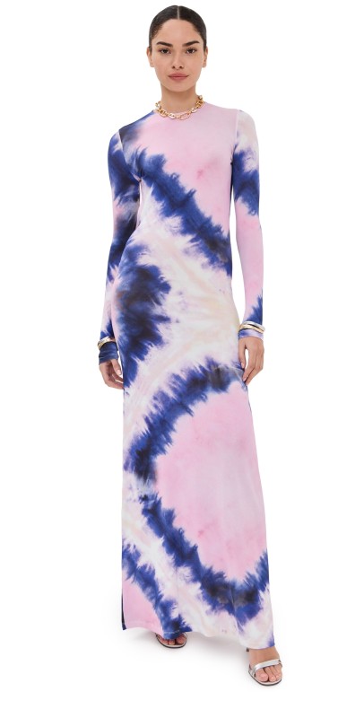 rabanne Tie-dye Long Backless Dress Tie And Dye Pink
