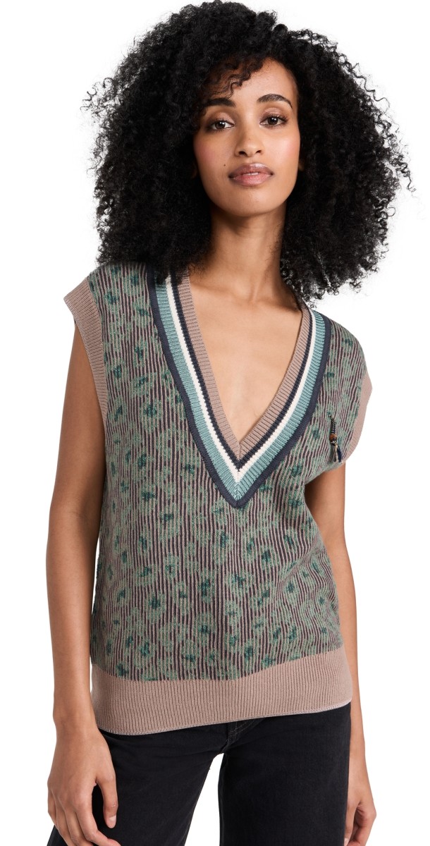Scotch & Soda Animal Jacquard Knitted Spencer Bottle Green