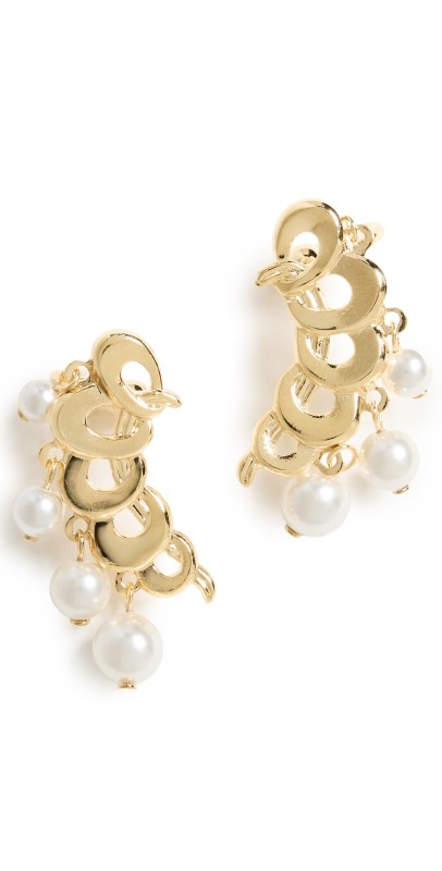 LELET NY Arlo Pearl Dangle Climber Earrings Gold
