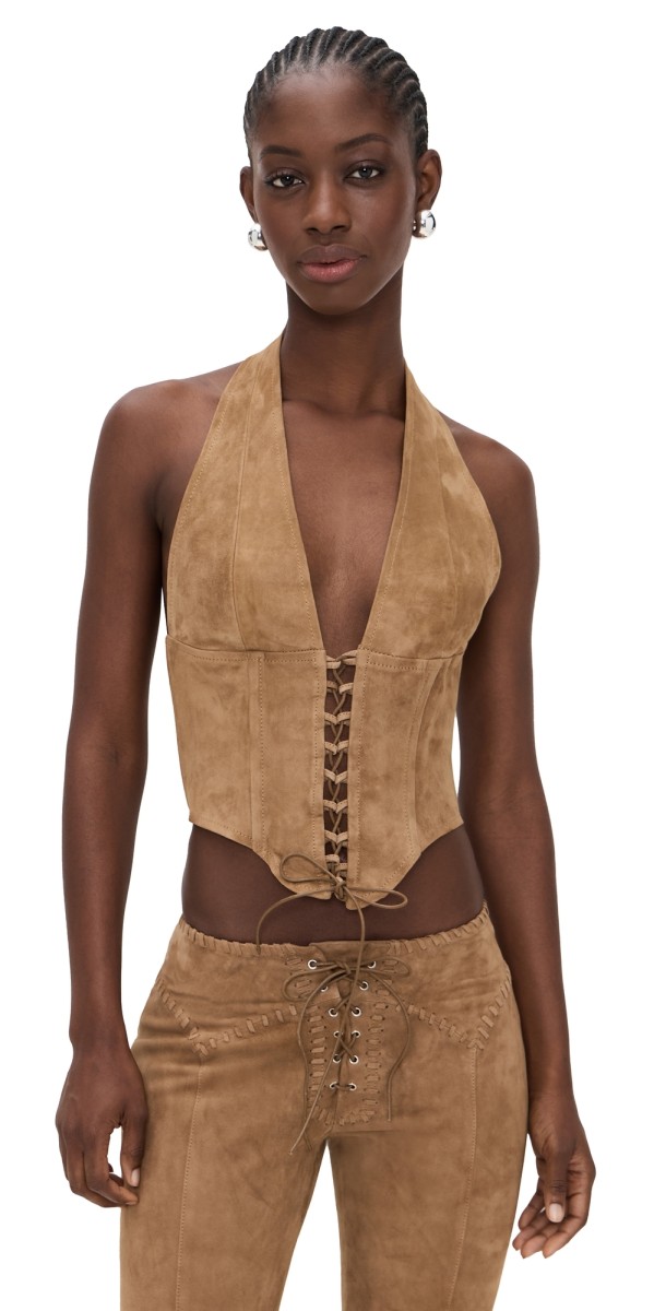Miaou Lace Up Mara Corset Tan
