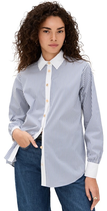 FRAME The Borrowed Shirt Dark Chambray Multi