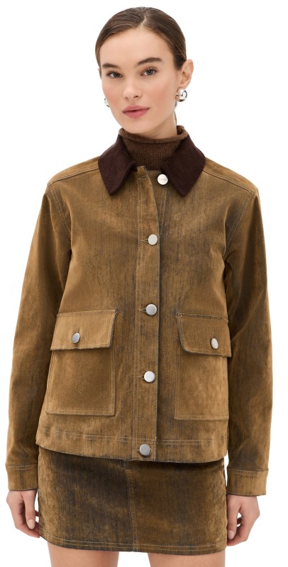 ALIGNE Bark Denim Flock Barn Jacket Sand