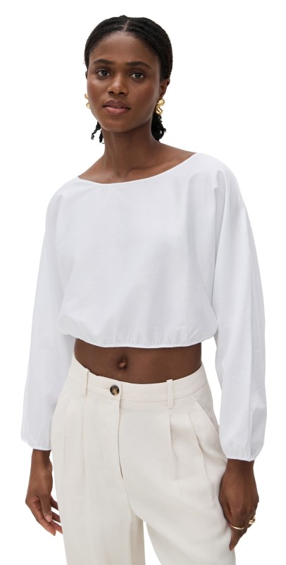 Leset Yoko Long Sleeve Blouson Top White