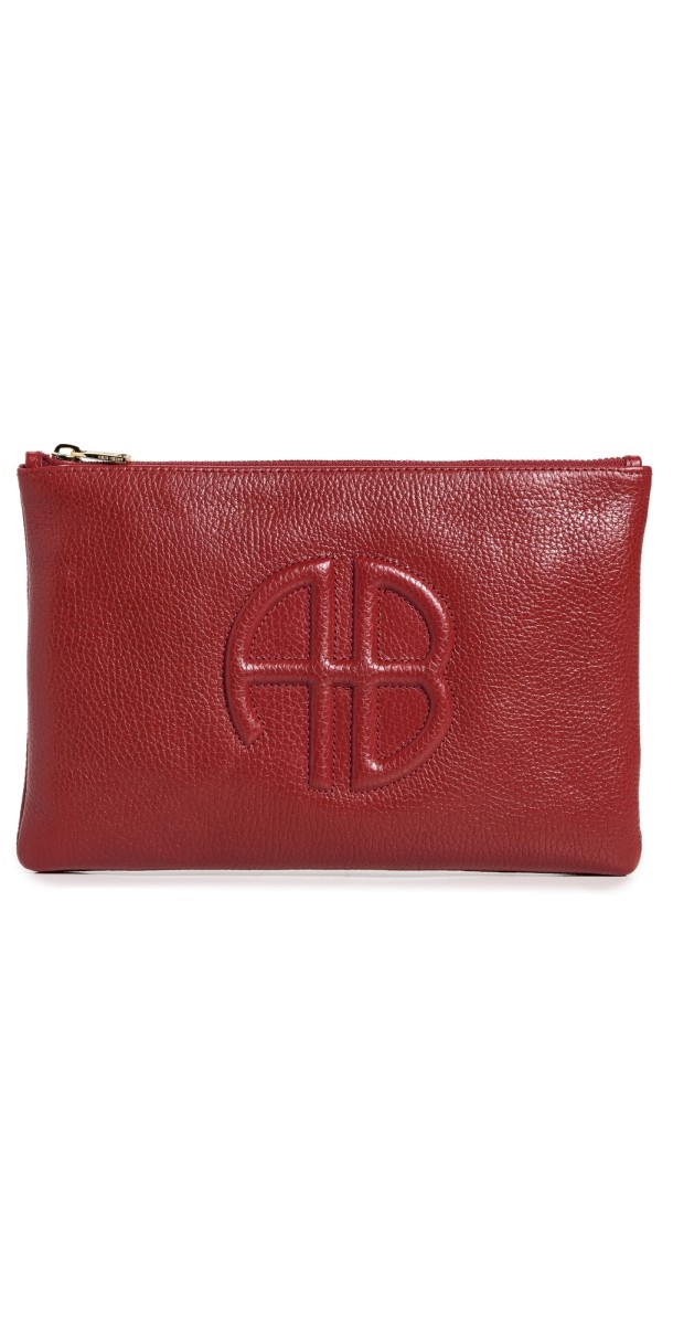 ANINE BING Red Pebbled Lili Pouch Red