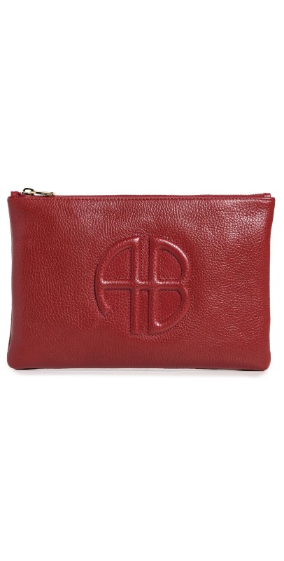 ANINE BING Red Pebbled Lili Pouch Red