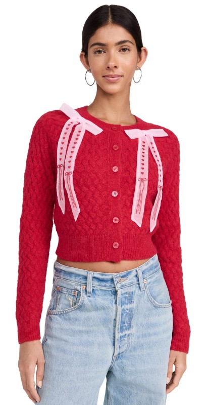 LoveShackFancy Cupid Cardigan Cherry Bomb