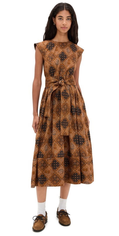 THE GREAT. The Tulsa Dress Geo Bandana Print