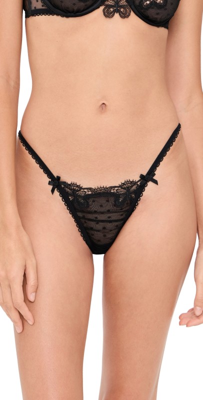 For Love & Lemons Papillon Thong Panty Black