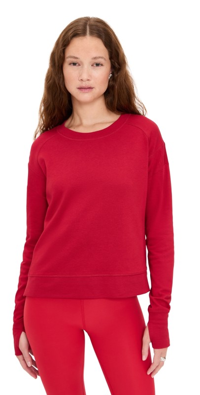 Sweaty Betty After Class Crop Sweatshirt Pepper Red
