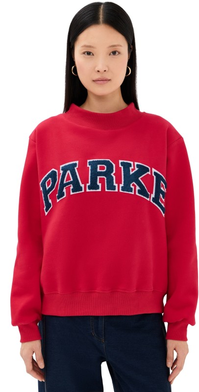 PARKE Varsity Mock Neck Sweatshirt Red