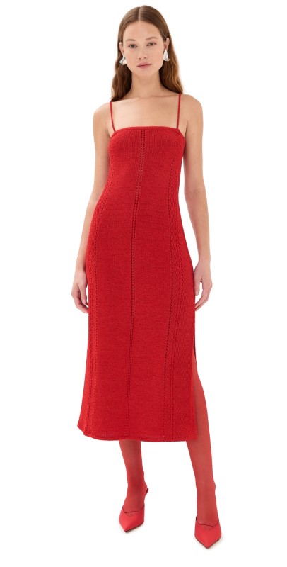 Proenza Schouler Suki Dress in Viscose Ribbon Knit Red