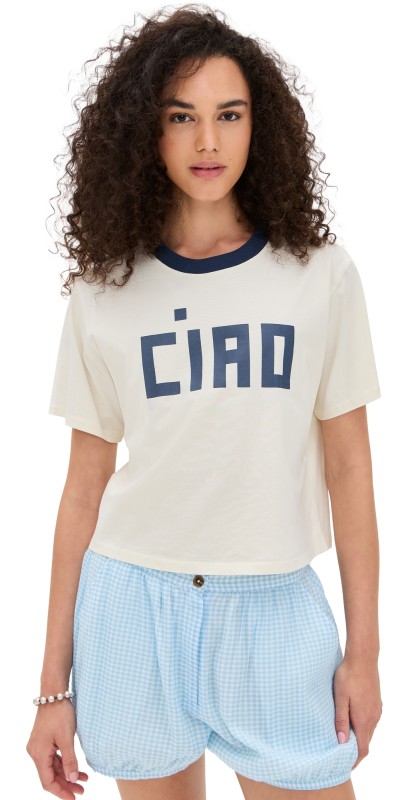 Clare V. Le Carre Tee Cream w/Navy Block Ciao