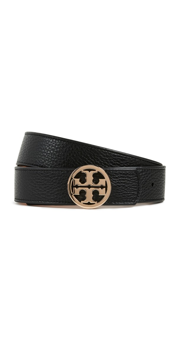 Tory Burch Reversible Logo Belt 1.5'' Black/Saddle