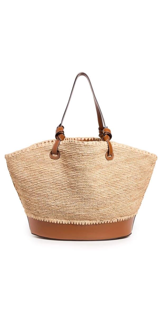 STAUD Squillo Raffia Tote Natural/Ta