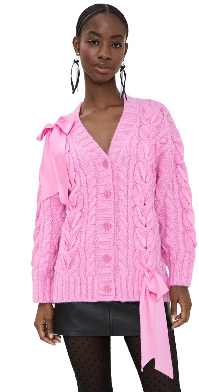 LoveShackFancy Kassius Cardigan Rose Pompadour