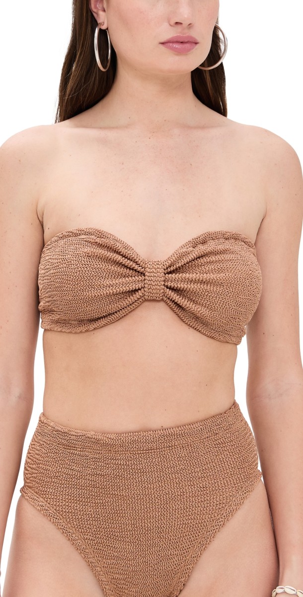 Hunza G Jean Bikini Top Metallic Cocoa