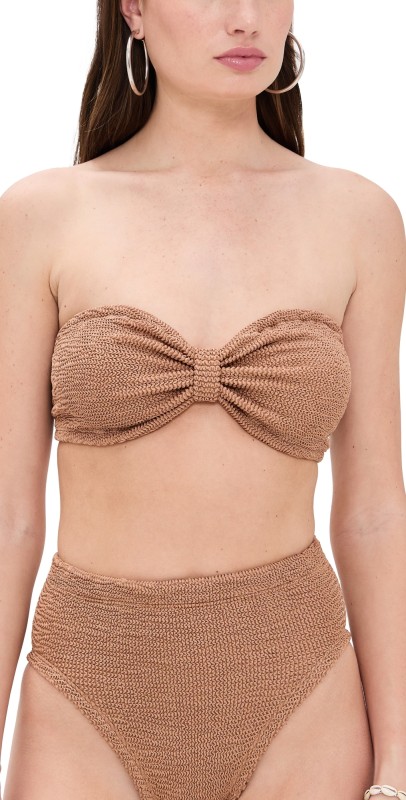 Hunza G Jean Bikini Top Metallic Cocoa