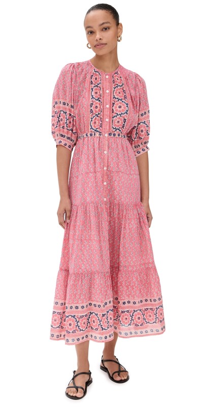 Bell Rosie Maxi Dress Pink Navy Print
