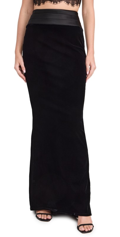 Retrofête Flora Velvet Skirt Black
