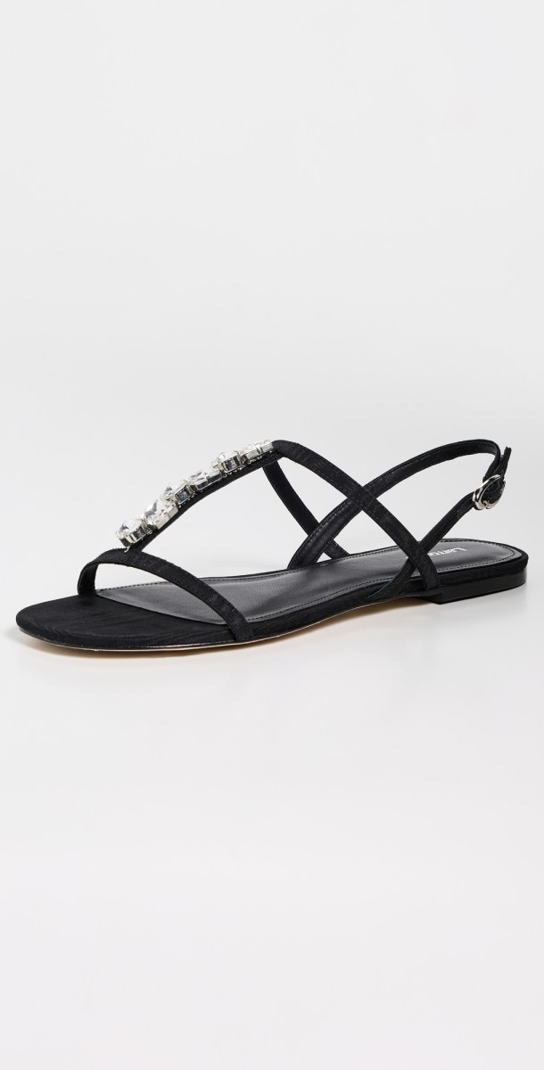 Larroudé Calypso Flat Sandals Black
