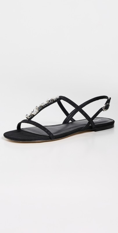 Larroudé Calypso Flat Sandals Black
